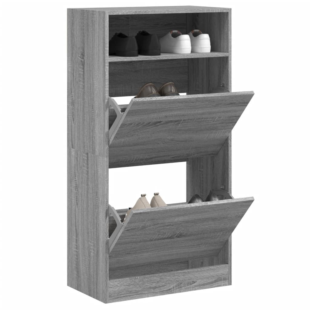 vidaXL Shoe Cabinet Grey Sonoma 60x34x116 Engineered Wood 1