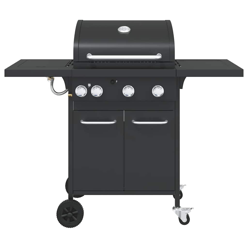 Gas BBQ Grill with Black Powder-coated Steel 4 Burners