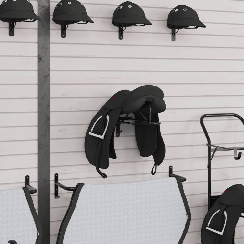 vidaXL Saddle Rack Wall Mounted Black Iron 3