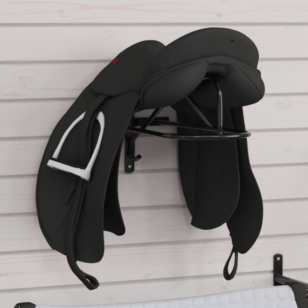 vidaXL Saddle Rack Wall Mounted Black Iron 1