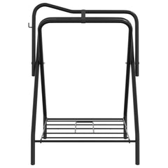 vidaXL Saddle Rack Foldable Freestanding Black Iron 4