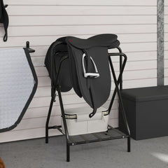 vidaXL Saddle Rack Foldable Freestanding Black Iron 3