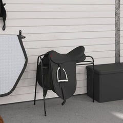 vidaXL Saddle Rack 3 Legged Freestanding Black Iron 3