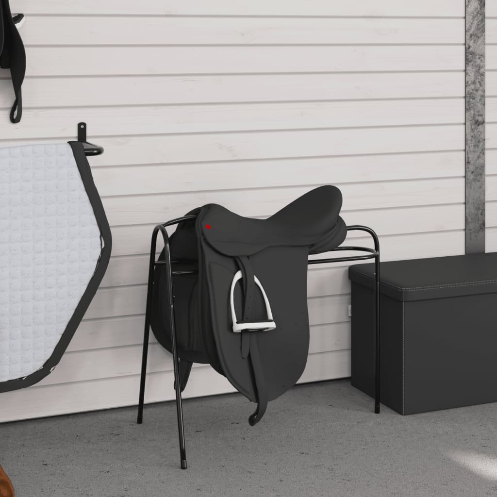vidaXL Saddle Rack 3 Legged Freestanding Black Iron 3