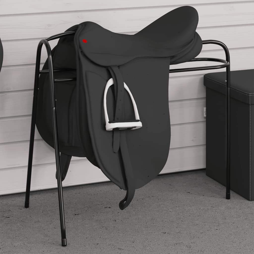 vidaXL Saddle Rack 3 Legged Freestanding Black Iron 1