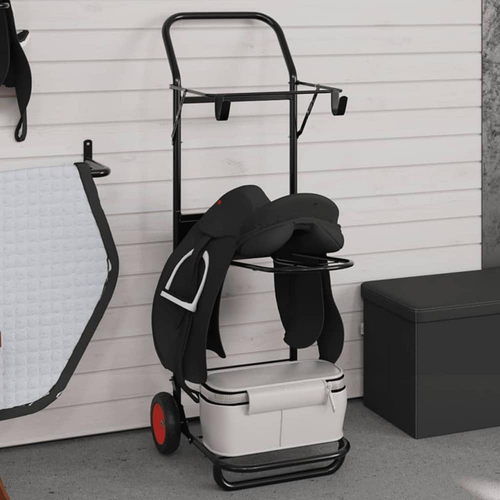 vidaXL Saddle Trolley Foldable Black Steel 1