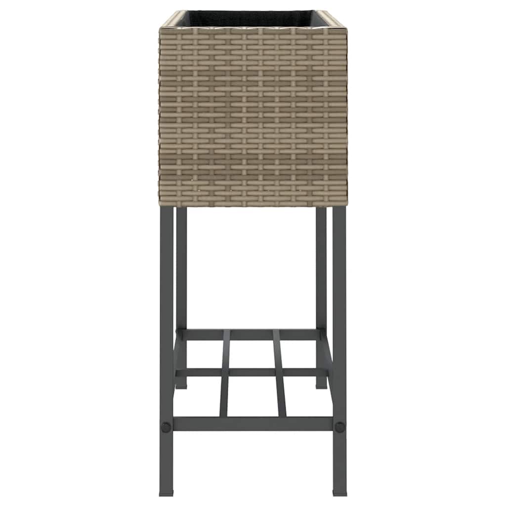 vidaXL Garden Planter with Shelf Grey Poly Rattan 6