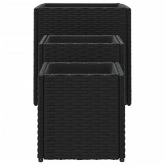 vidaXL Garden Planters 3 pcs Black Poly Rattan 6