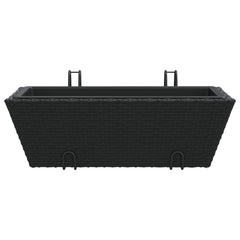 vidaXL Planters with hooks 2 pcs Black Poly Rattan 5