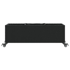 vidaXL Garden Planter with Wheels and 3 Pots Black 107x32x38 cm Poly Rattan 5