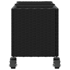 vidaXL Garden Planter with Wheels and 3 Pots Black 107x32x38 cm Poly Rattan 6