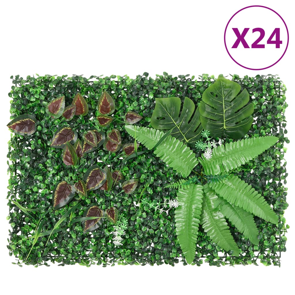 vidaXL Artificial Plant Fence 24 pcs Green 40x60 cm 1