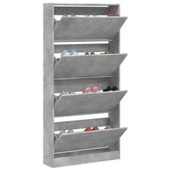 vidaXL Shoe Cabinet with 4 Flip-Drawers Concrete Grey 80x21x163.5 cm 4