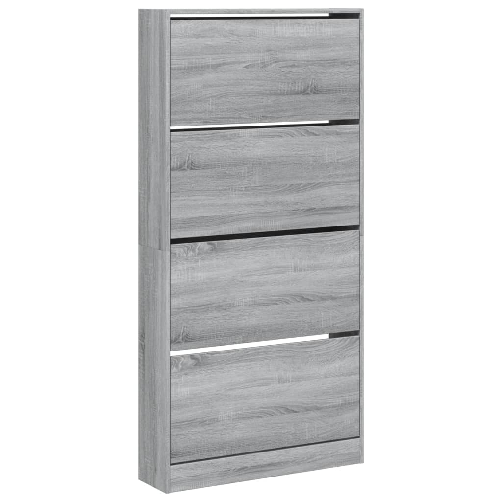 vidaXL Shoe Cabinet with 4 Flip-Drawers Grey Sonoma 80x21x163.5 cm 2