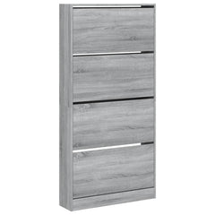 vidaXL Shoe Cabinet with 4 Flip-Drawers Grey Sonoma 80x21x163.5 cm 2