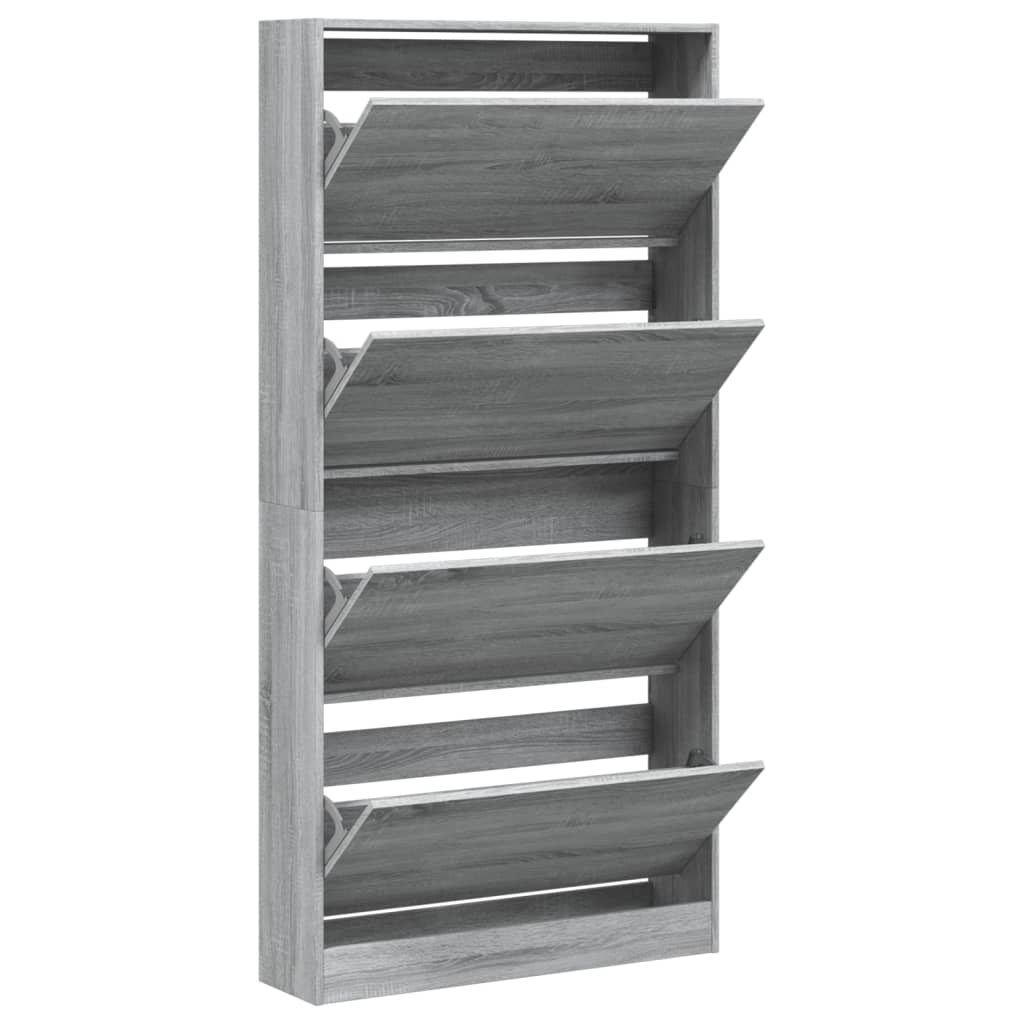 vidaXL Shoe Cabinet with 4 Flip-Drawers Grey Sonoma 80x21x163.5 cm 5