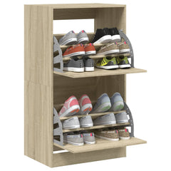 vidaXL Shoe Cabinet with 2 Flip-Drawers Sonoma Oak 60x42x108 cm 4