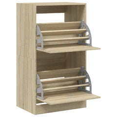 vidaXL Shoe Cabinet with 2 Flip-Drawers Sonoma Oak 60x42x108 cm 5
