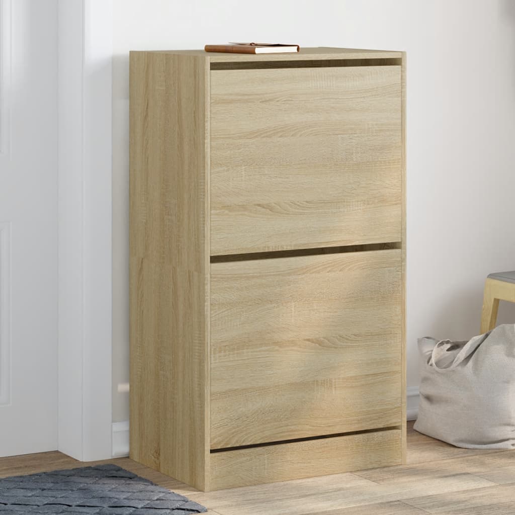 vidaXL Shoe Cabinet with 2 Flip-Drawers Sonoma Oak 60x42x108 cm 1