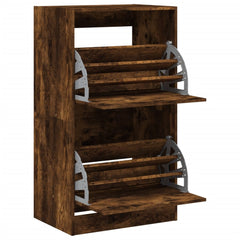 vidaXL Shoe Cabinet with 2 Flip-Drawers Smoked Oak 60x42x108 cm 5