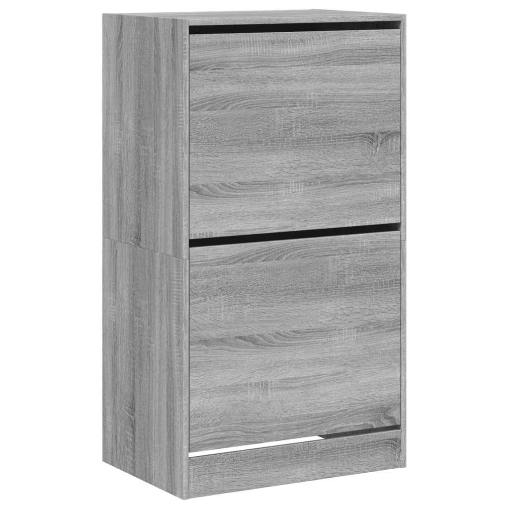 vidaXL Shoe Cabinet with 2 Flip-Drawers Grey Sonoma 60x42x108 cm 2