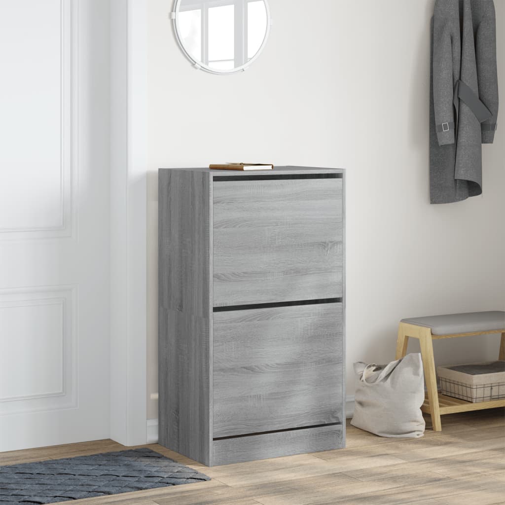 vidaXL Shoe Cabinet with 2 Flip-Drawers Grey Sonoma 60x42x108 cm 3