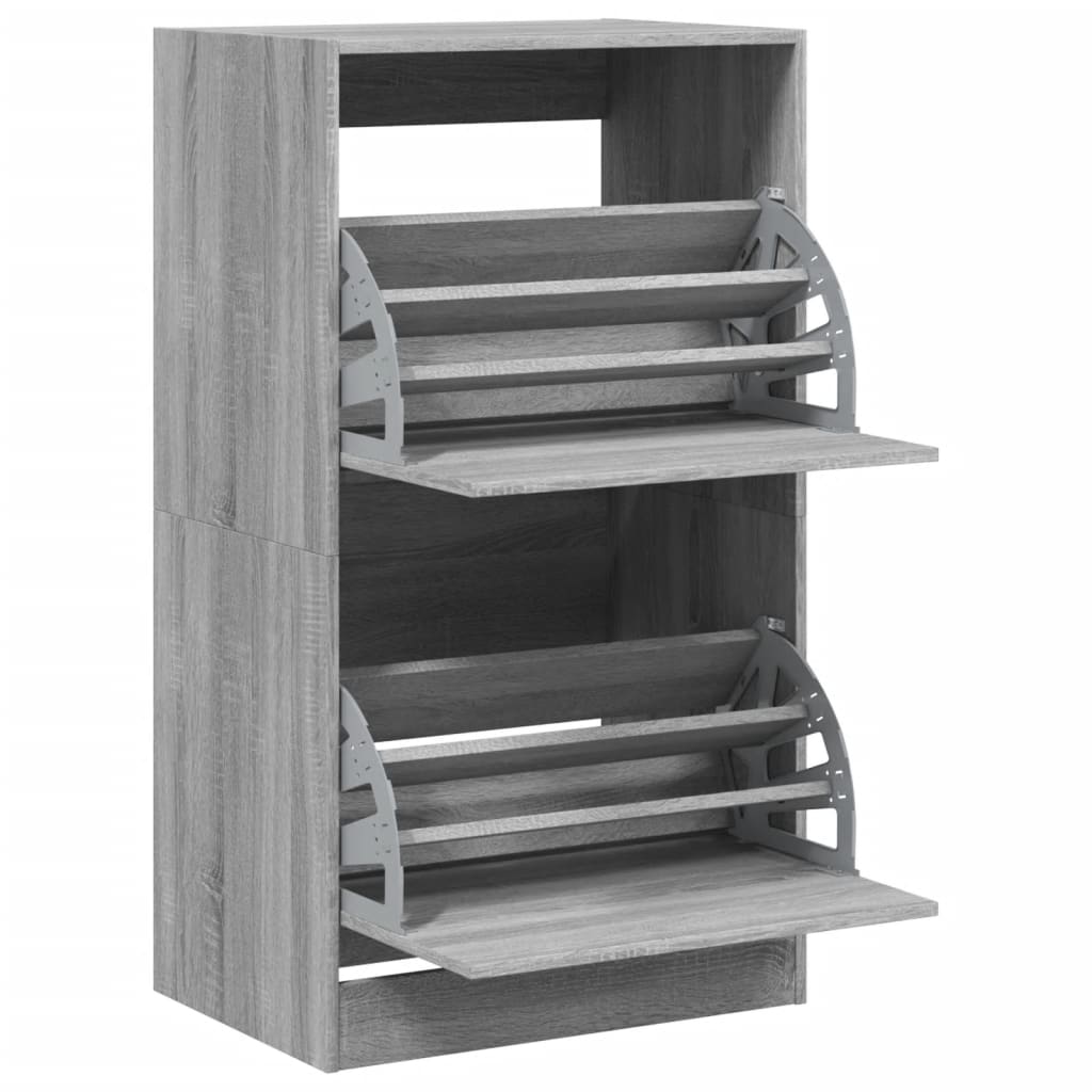 vidaXL Shoe Cabinet with 2 Flip-Drawers Grey Sonoma 60x42x108 cm 5