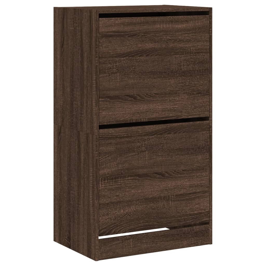 vidaXL Shoe Cabinet with 2 Flip-Drawers Brown Oak 60x42x108 cm 2