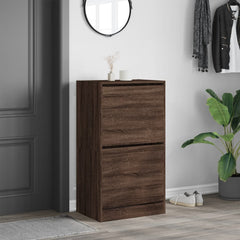 vidaXL Shoe Cabinet with 2 Flip-Drawers Brown Oak 60x42x108 cm 3