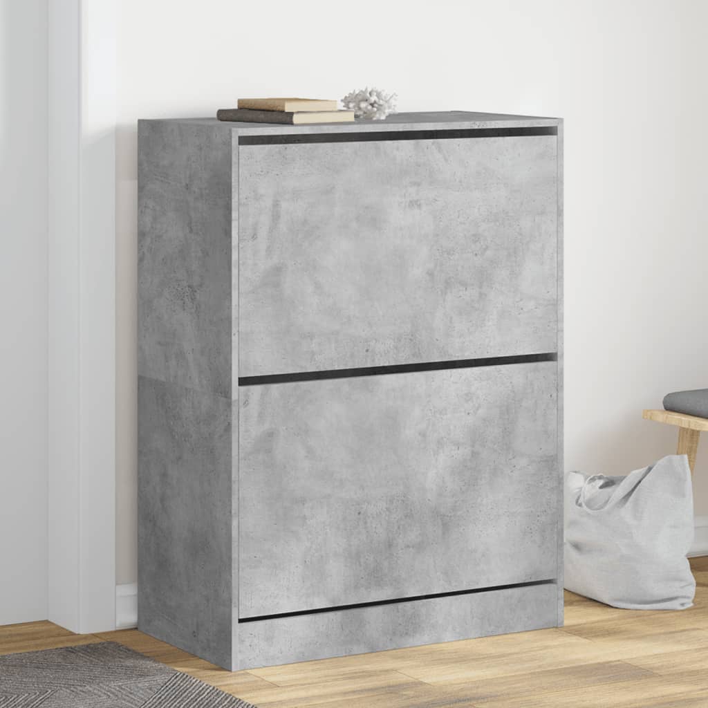 vidaXL Shoe Cabinet with 2 Flip-Drawers Concrete Grey 80x42x108 cm 1