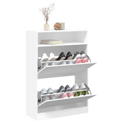 vidaXL Shoe Cabinet with 2 Flip-Drawers White 80x34x116 cm 4