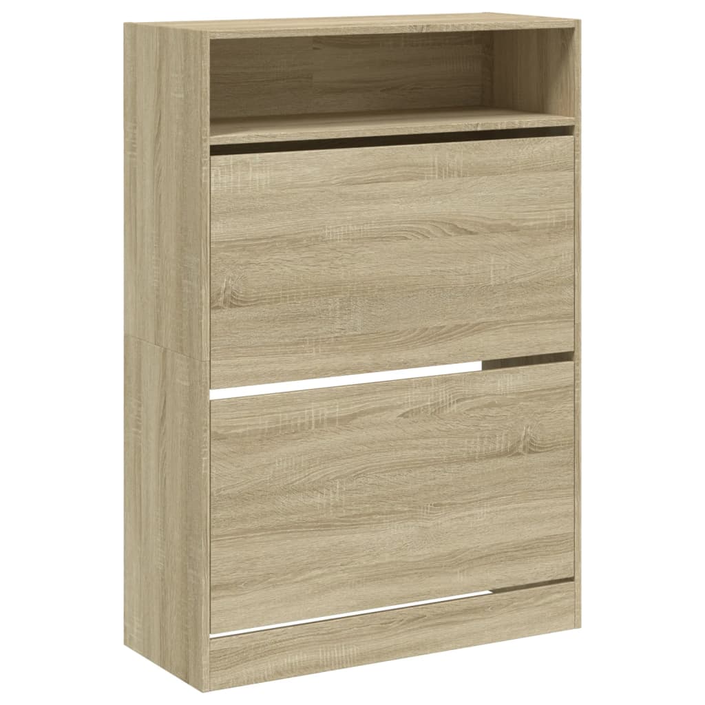 vidaXL Shoe Cabinet with 2 Flip-Drawers Sonoma Oak 80x34x116 cm 2