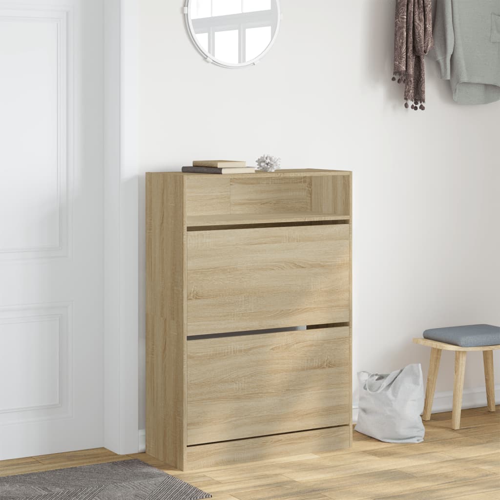 vidaXL Shoe Cabinet with 2 Flip-Drawers Sonoma Oak 80x34x116 cm 3