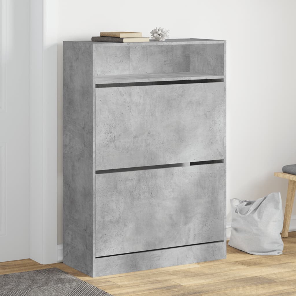 vidaXL Shoe Cabinet with 2 Flip-Drawers Concrete Grey 80x34x116 cm 1