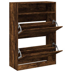 vidaXL Shoe Cabinet with 2 Flip-Drawers Smoked Oak 80x34x116 cm 5