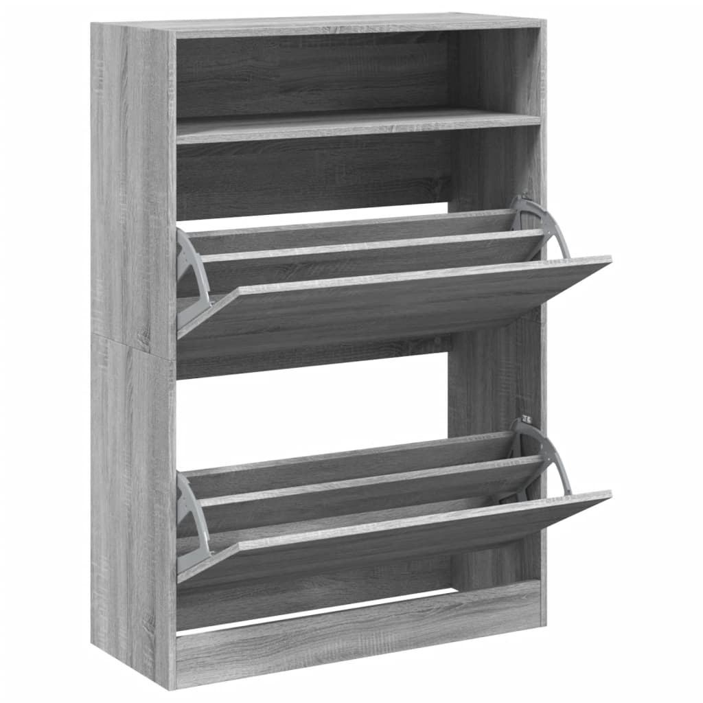 vidaXL Shoe Cabinet with 2 Flip-Drawers Grey Sonoma 80x34x116 cm 5