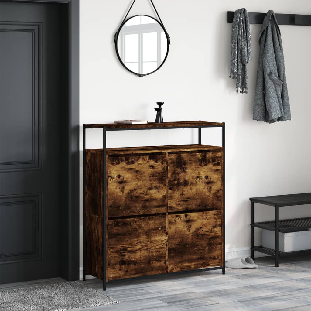 vidaXL Shoe Cabinet Smoked Oak 2 pairs per drawer 3