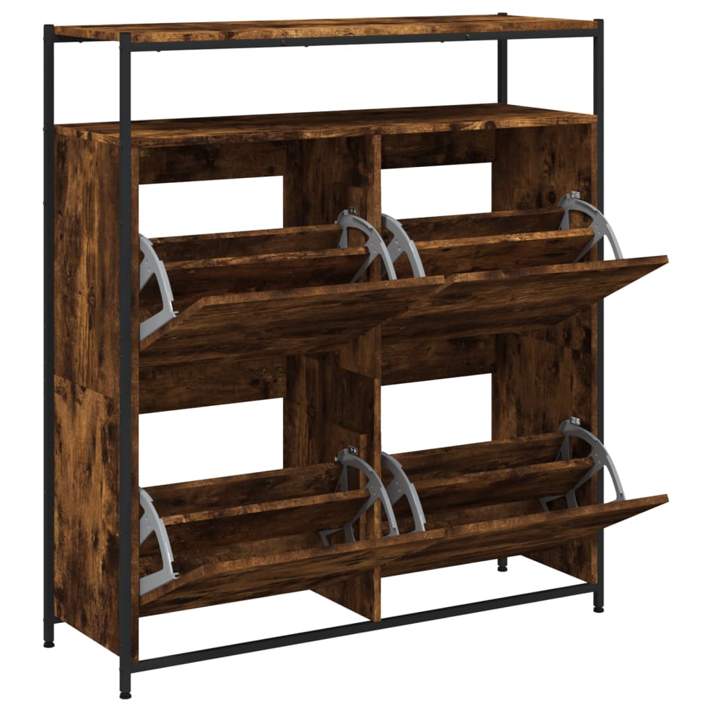 vidaXL Shoe Cabinet Smoked Oak 2 pairs per drawer 4