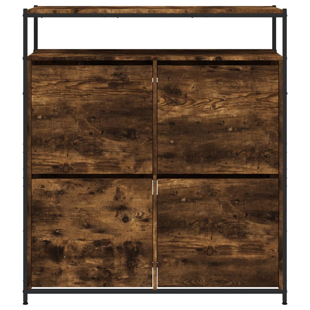 vidaXL Shoe Cabinet Smoked Oak 2 pairs per drawer 5