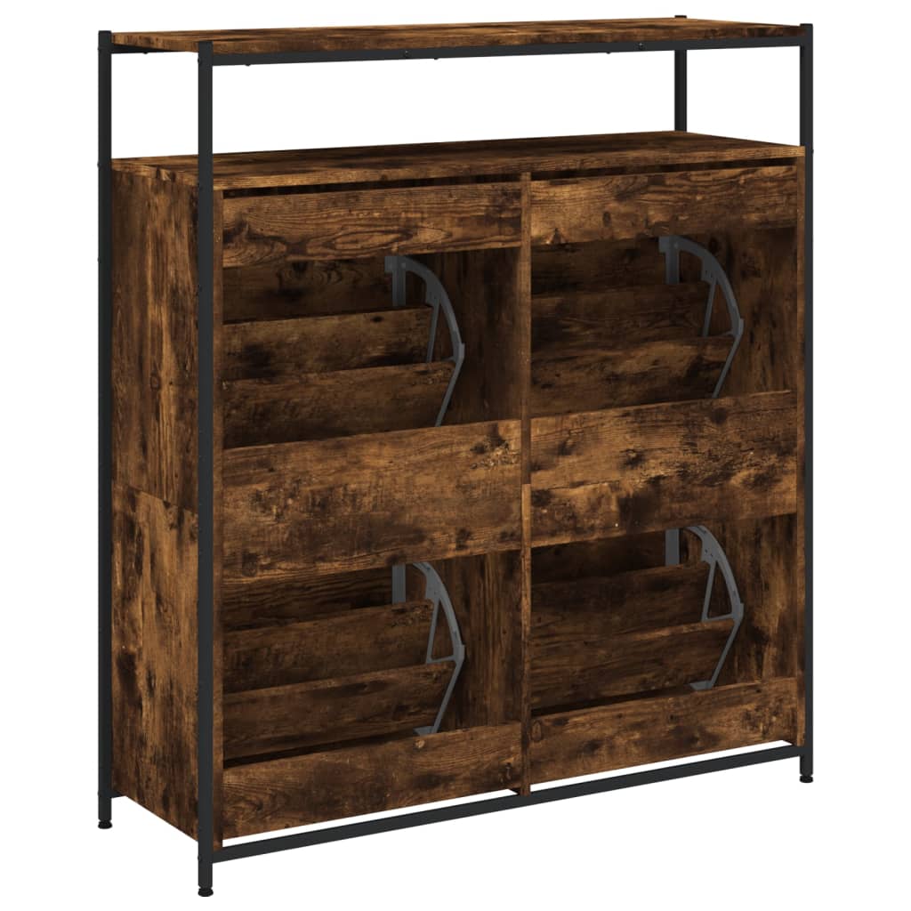 vidaXL Shoe Cabinet Smoked Oak 2 pairs per drawer 6