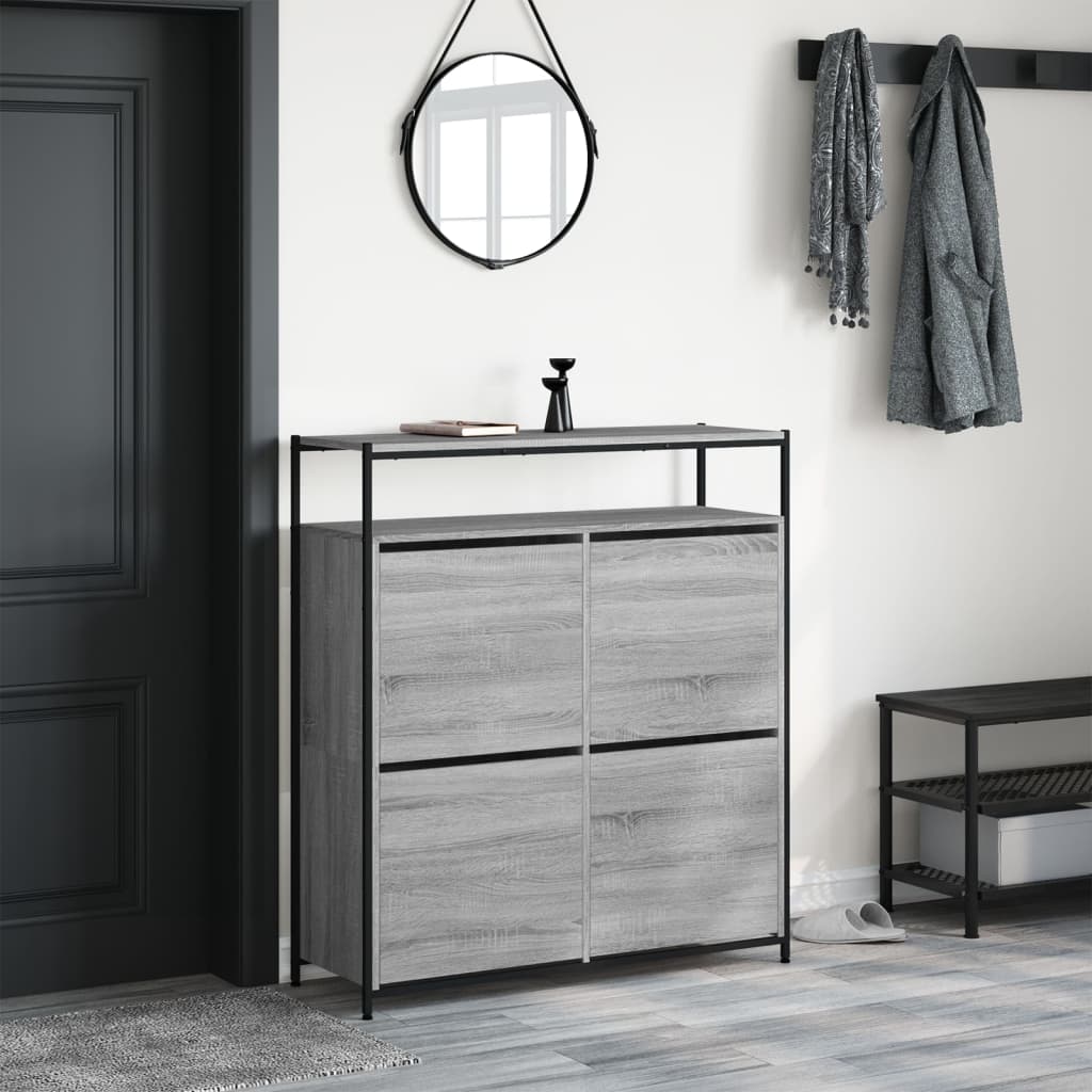 vidaXL Shoe Cabinet Grey Sonoma Holds multiple pairs of shoes 3