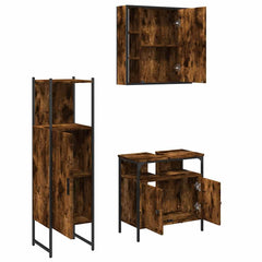 vidaXL 3 Piece Bathroom Cabinet Set Smoked Oak Engineered Wood 4