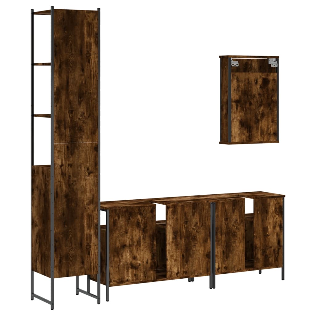 Bathroom Furniture Set 4 pcs Engineered Wood Smoked oak