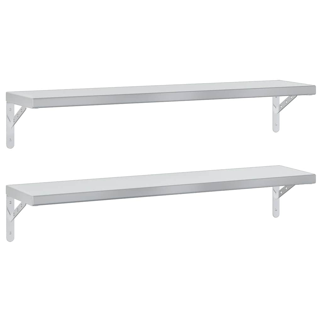 vidaXL Wall Shelves 2 pcs 100x23.5 cm Silver Stainless Steel 2