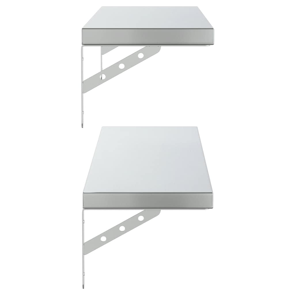 vidaXL Wall Shelves 2 pcs 100x23.5 cm Silver Stainless Steel 6