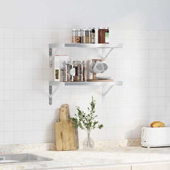 vidaXL Wall Shelves 2 pcs 50x30 cm Silver Stainless Steel 3