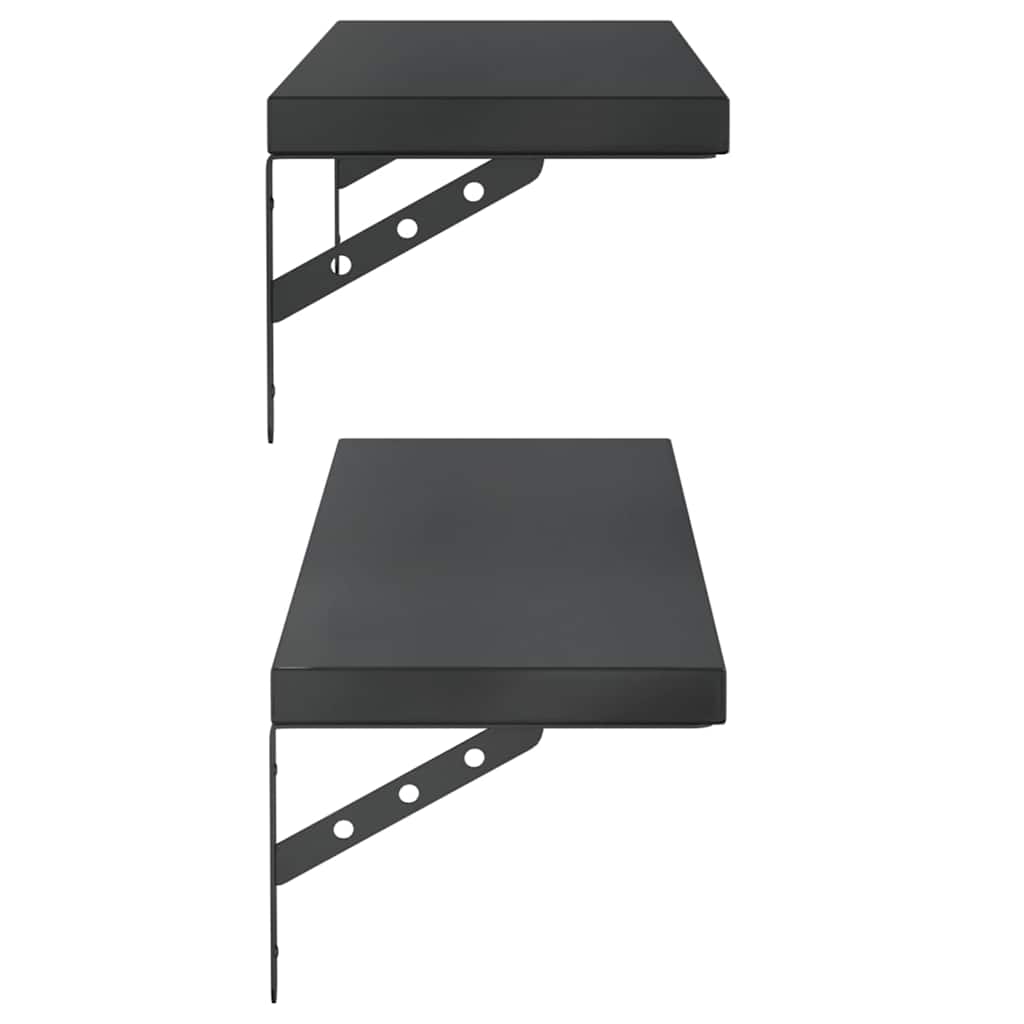 vidaXL Wall Shelves 2 pcs 100x23.5 cm Black Stainless Steel 6