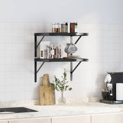 vidaXL Wall Shelves 2 pcs 50x40 cm Black Stainless Steel 3