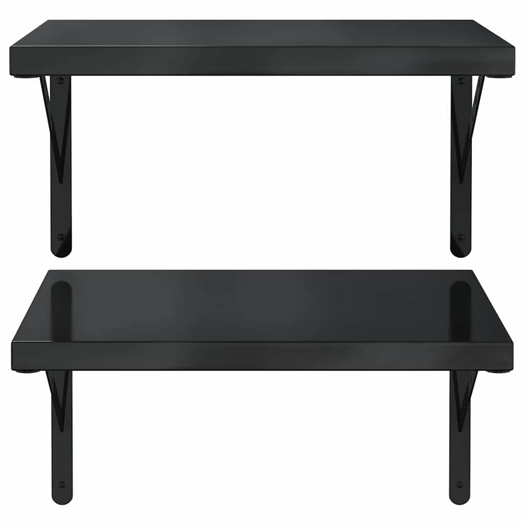 vidaXL Wall Shelves 2 pcs 50x40 cm Black Stainless Steel 5