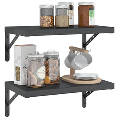vidaXL Wall Shelves 2 pcs 50x30 cm Black Stainless Steel 4